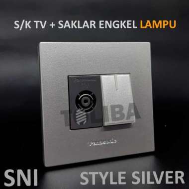 stop kontak tv + saklar engkel lampu / stopkontak silver panasonic sni