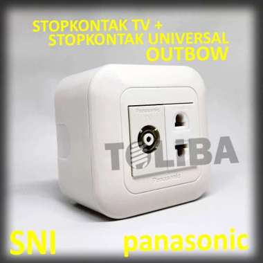 stopkontak universal + stop kontak tv outbow panasonic tempel tembok