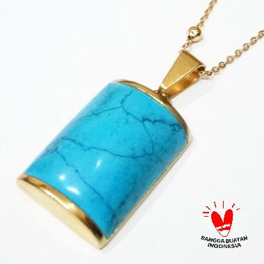 VeE Titanium Batu Pirus Biru Tabung Liontin Terapi Kesehatan  Biru