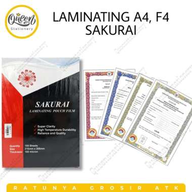 (1 PAK) LAMINATING SAKURAI / LAMINATING IJAZAH , SERTIFIKAT , DLL / PLASTIK LAMINATING A4 / LAMINATI