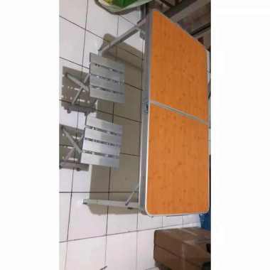 Meja Lipat Portable Kaki Kotak + 2 KURSI / KAKI KOTAK // Meja Lipat Koper / Meja Laptop Lipat Brown