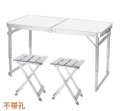 Meja Lipat Portable Kaki Kotak + 2 KURSI / KAKI KOTAK // Meja Lipat Koper / Meja Laptop Lipat Putih