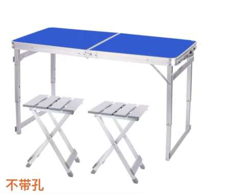 Meja Lipat Portable Kaki Kotak + 2 KURSI / KAKI KOTAK // Meja Lipat Koper / Meja Laptop Lipat Biru