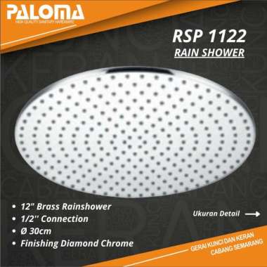 PALOMA RSP 1122 RAIN SHOWER MANDI KEPALA SHOWER 12" KUNINGAN BULAT