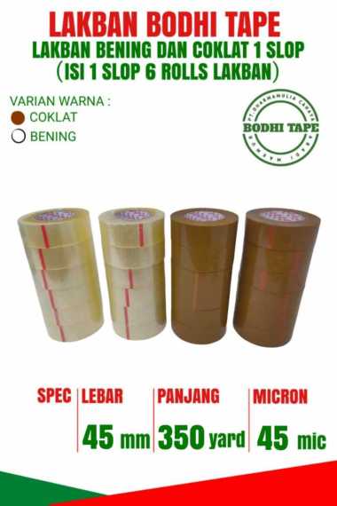 LAKBAN JUMBO BODHI TAPE BENING & COKLAT 45MM X 350YARD SLOP PROMO TERMURAH COKLAT
