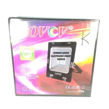 Lampu Sorot Cahaya Kuning Outdoor Merk Lovov IP66 50W 50 Watt 4500LM