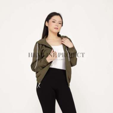 Hemline Project Jaket Parasut Hoodie Wanita - Aima Army S-M