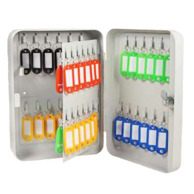 Metal Safety Lock Key Box Hook 48 Keys - Tempat Penyimpanan Kunci KUNCI PUTIH