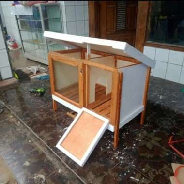 kandang kelinci + tatakan kotoran kayu / kandang kelinci murah BL921