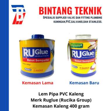Lem PVC Kaleng Merk RUGlue (Rucika) 400 Gram Lem Pipa