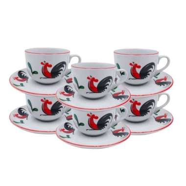 1 SET CANGKIR KERAMIK KOPI ISI 6 PCS/CANGKIR AYAM JAGO/CANGKIR TEH/CUP 100 % ORIGINAL Multicolor