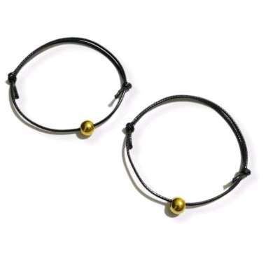 Sepasang (2 buah) Gelang Tali Metallic Beads Couple Bracelet Gelang Pasangan Gold