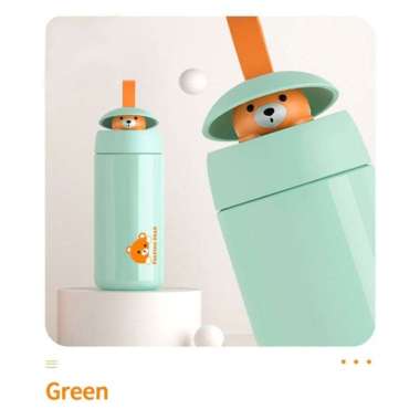 Tumbler Balita Vacuum Flask Stainless Steel U-Cup Peeping Bear - U1278 Hijau