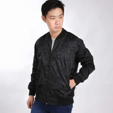 Elfs Shop Bomber Waterproof Loreng Streetwear Jaket Pria Semua Ukuran Hitam