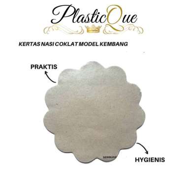 KERTAS NASI DIAMETER UKURAN 24CM 24 CM 1 PACK ISI 250 LEMBAR COKLAT BENTUK BUNGA KEMBANG ALAS PIRING