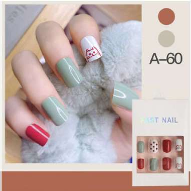 ONE-K80 Kuku Palsu Motif Wanita Korea Perawatan Kuku Sticker Kuku Anti Air Hiasan Kuku Nail Art Kuku