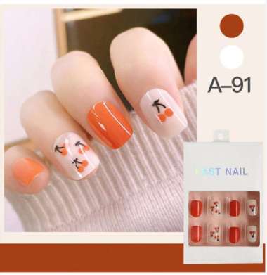 ONE-K80 Kuku Palsu Motif Wanita Korea Perawatan Kuku Sticker Kuku Anti Air Hiasan Kuku Nail Art Kuku