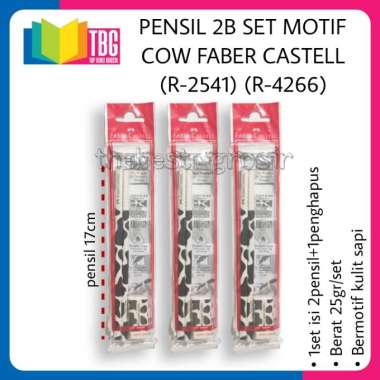PENSIL 2B SET MOTIF FABER CASTELL/ 2PCS PENSIL BUNDLING ERASER/ PENSIL + PENGHAPUS COW R-2541