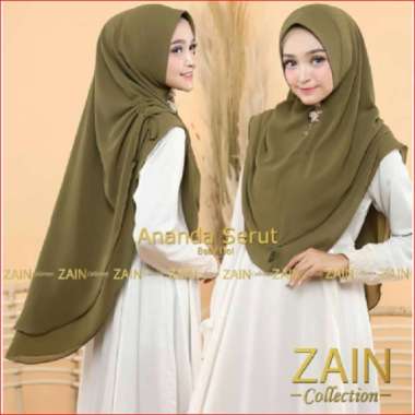 Hijab Jilbab Khimar Ananda Ceruty Pet Premium Rempel Murah Army