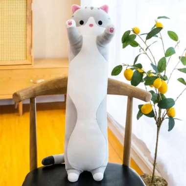 Boneka Guling Kucing /Boneka Kucing Import Murah 60 cm Guling Kucing Abu