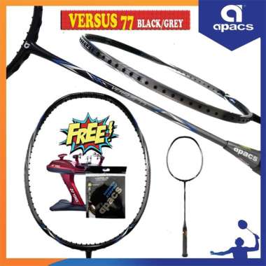 APACS VERSUS 77 RAKET BADMINTON ORIGINAL PAKET 2 BLACK GREY