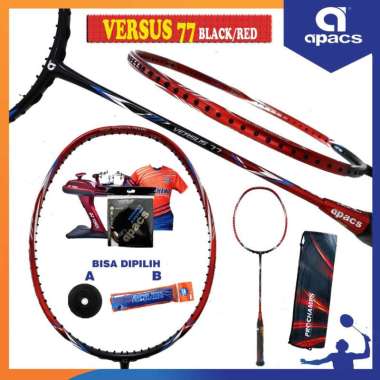 APACS VERSUS 77 RAKET BADMINTON ORIGINAL PAKET 1 BLACK RED