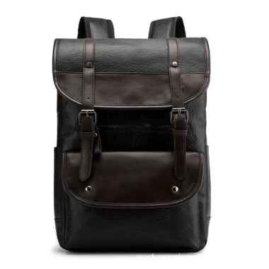 OEM Korea Man Woman Leather Backpack Tas Kulit Kerja Kuliah Pria Wanita  Hitam