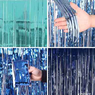 [2x1 mtr] curtain foil / tirai foil / rumbai tirai emas/ rumbai Biru muda