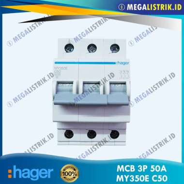 Hager MCB 3P 50A / 3 Phase 50 Ampere / 50 A 4.5kA SNI MY350E C50