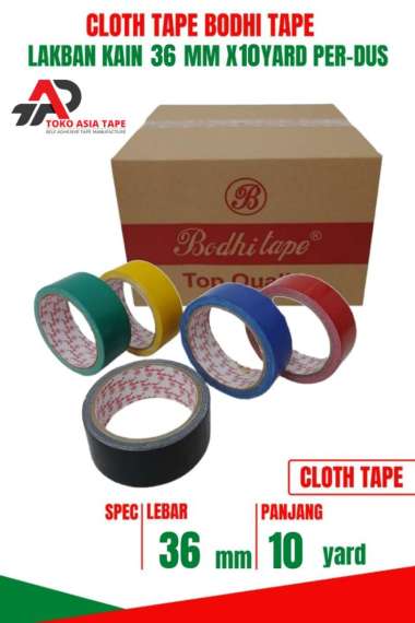 LAKBAN KAIN / CLOTH TAPE WARNA 36MM X 10YARD BODHI TAPE 1 DUS TERMURAH Kuning