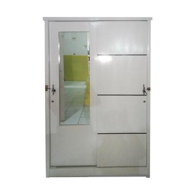 LEMARI KAYU 2 PINTU CAT DUCO PUTIH PUTIH