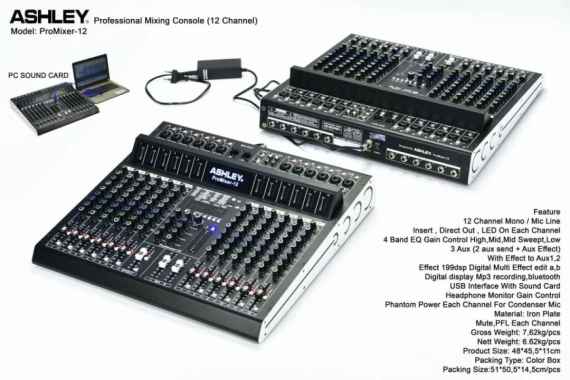MIXER ASHLEY PRO MIXER 12 / PROMIXER12 / PROMIXER 12 CHANNEL ORIGINAL