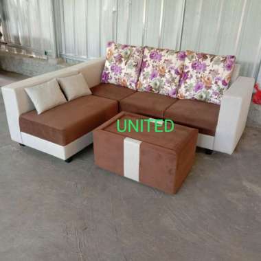 Sofa L putus minimalis coklat