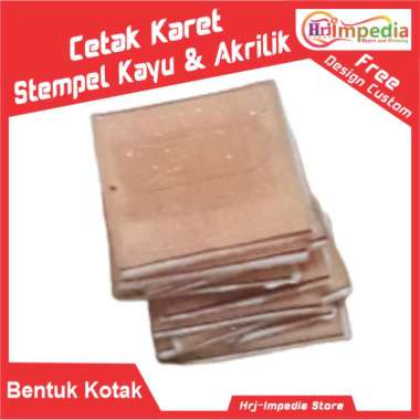 Cetak Karet Stempel Kayu Kotak & Cetak Karer Stempel Akrilik/Acrylic Ukuran 40x40mm