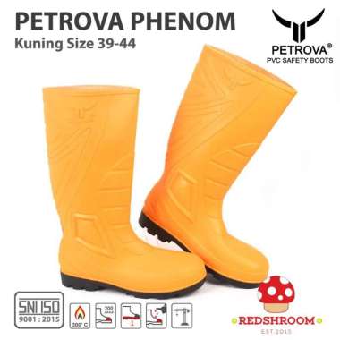 Sepatu Boot Safety Tinggi PETROVA PHENOM KUNING Steel Toe PVC Boots 39