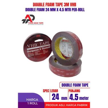 DOUBLE FOAM TAPE / DOUBLE TAPE 3M VHB MERAH 24MM X 4,5 METER 1 ROLL TERMURAH MERAH