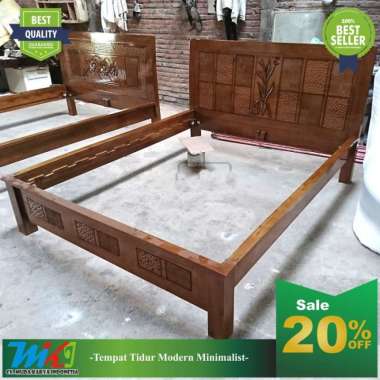 Ranjang kayu tempat tidur dewasa divan minimalis jati 140 x 200