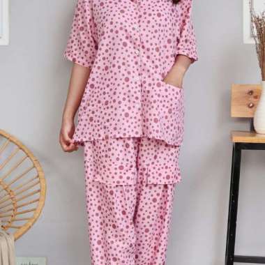 Piyama Dewasa Cp Hiphop / One Set Hiphop Motif Size L Rayon BUBBLE PINK RA