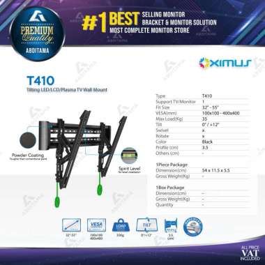BRACKET TV LED LCD MONITOR 32"-55" OXIMUS T410 WALL MOUNT TILT