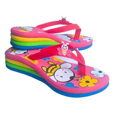 Sandal Anak Wedges Pelangi Motif Lebah 26 merah