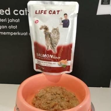 LIFE CAT Salmon Adult Lifecat Makanan Kucing Sachet Basah [85 g]
