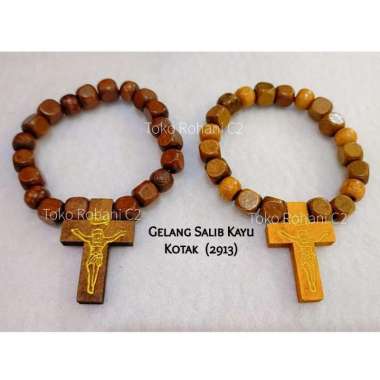 Gelang Salib Kayu Kotak (2913) - Gelang Salib - Gelang Kayu - Gelang