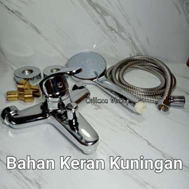 KERAN PANAS DINGIN SHOWER SET BATHTUB KUNINGAN