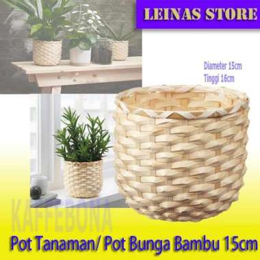 Pot Tanaman Unik Anyaman Natural / Pot Bunga Anyaman Bambu 15cm