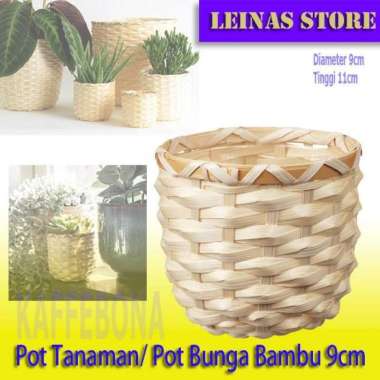 Pot Tanaman Unik Anyaman Natural / Pot Bunga Anyaman Bambu 9cm