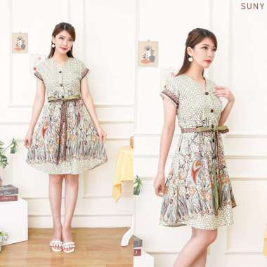 Evercloth Suny Dress Batik Wanita Dress Wanita Batik Couple Dress Modern STANDAR