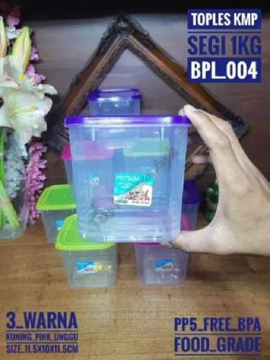 Toples Plastik persegi KMP 1kg Sealware box Kotak Bekal permen bubuk