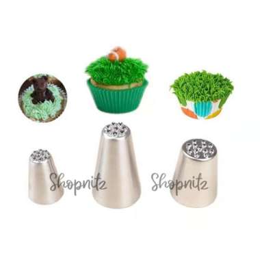 Spuit 3pcs Daun Grass Rumput Grass Bintang Piping Icing Kue Art Nozzle