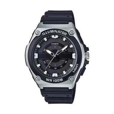 CASIO Illuminator Analog Casual Jam Tangan Pria [MWC100] Black Silver