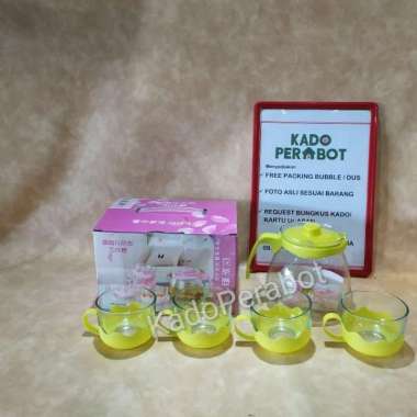 Tea Set kaca warna - Teko set Kaca - teko lucu - teko cantik- teko teh Hitam